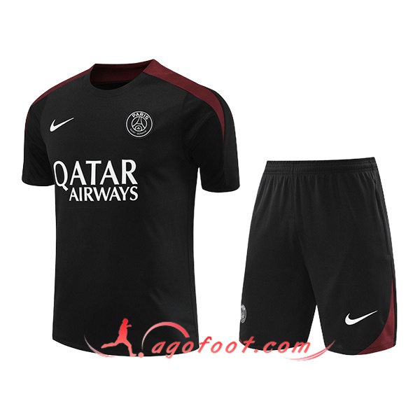 Ensemble Training T-Shirts PSG Noir/Rouge 2024/2025