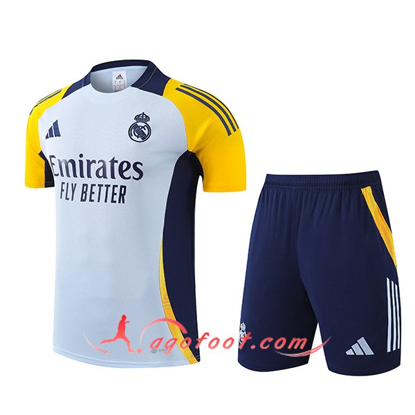 Ensemble Training T-Shirts Real Madrid Blanc/Bleu/Jaune 2024/2025