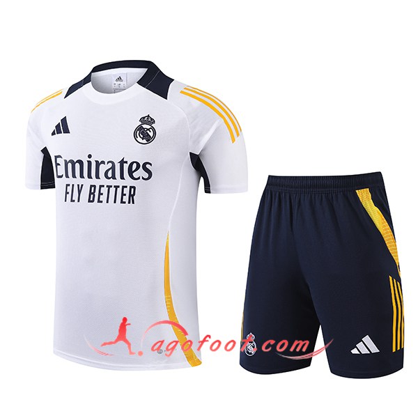 Ensemble Training T-Shirts Real Madrid Blanc/Noir/Jaune 2024/2025