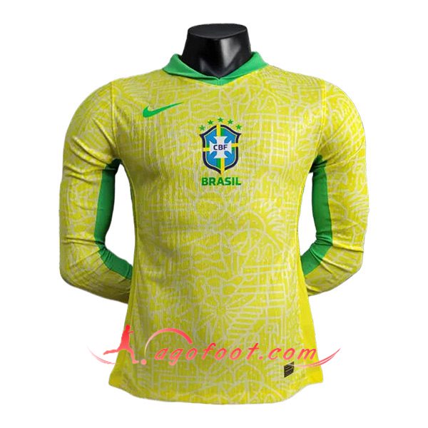 Maillot Equipe Foot Bresil Domicile Manches Longues 2024/2025