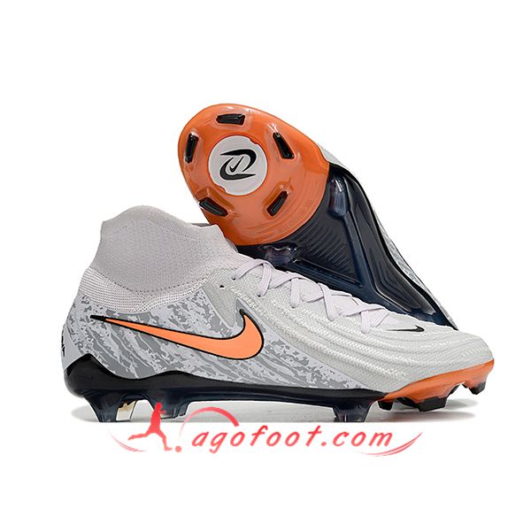 Nike Chaussures de Foot Phantom Luna Elite NU FG Blanc/Orange/Gris