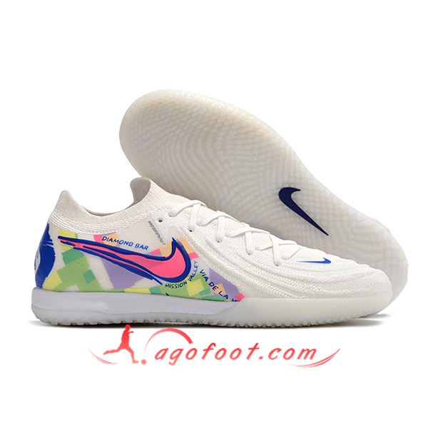 Nike Chaussures de Foot Phantom GX II Elite IC Blanc/Vert/Pourpre