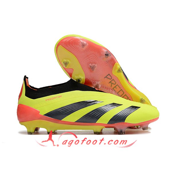 Adidas Chaussures de Foot PREDATOR ELITE LACELESS BOOTS FG Vert/Noir/Orange