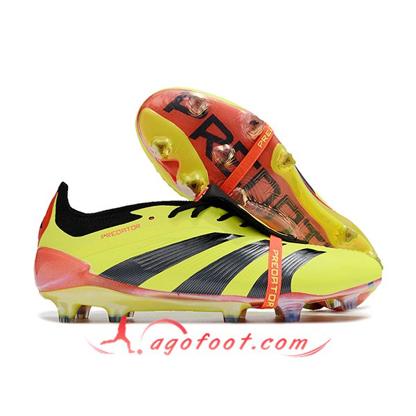 Adidas Chaussures de Foot Predator Elite Tongue FG Vert/Noir/Orange