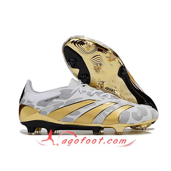 Adidas Chaussures de Foot Predator Elite FG Blanc/Gris/Jaune