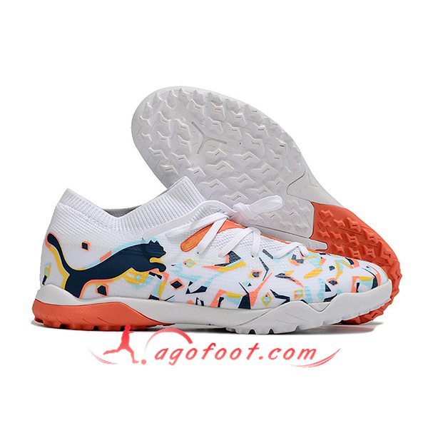 PUMA Chaussures de Foot Future X Powercat Tokyo Match TF Blanc/Noir/Orange