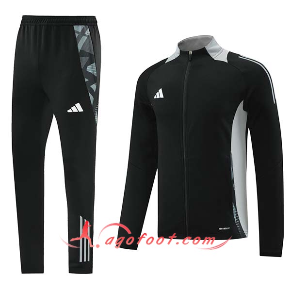 Ensemble Survetement de Foot Veste Foot Adidas Noir/Gris 2024/2025