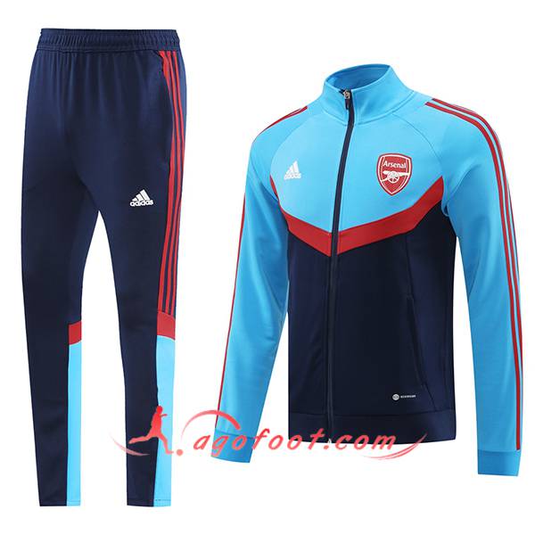 Ensemble Survetement de Foot Veste Foot Arsenal Bleu/Rouge 2024/2025