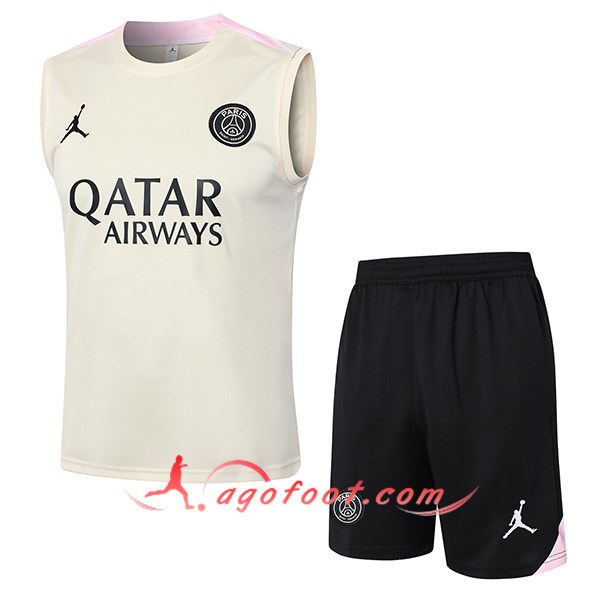 Ensemble Training Debardeur PSG Beige/Noir 2024/2025