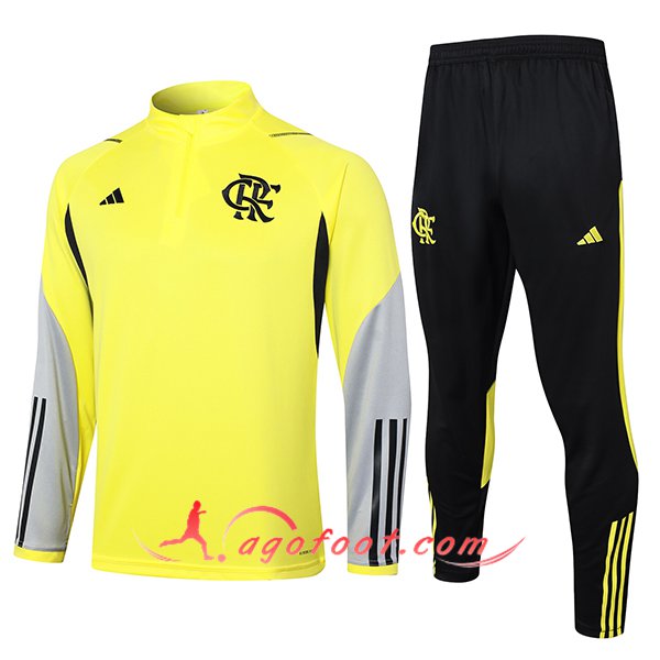 Ensemble Survetement de Foot Flamenco Jaune/Gris/Noir 2024/2025