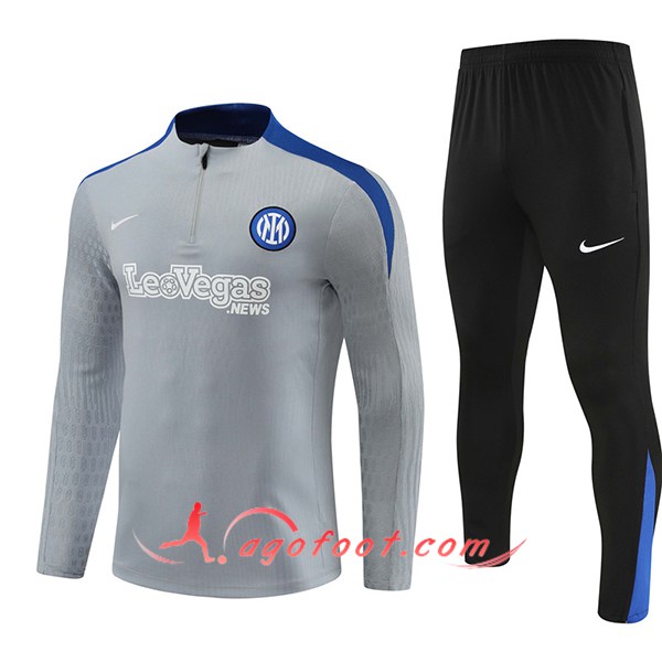 Ensemble Survetement de Foot Inter Milan Gris/Noir/Bleu 2024/2025