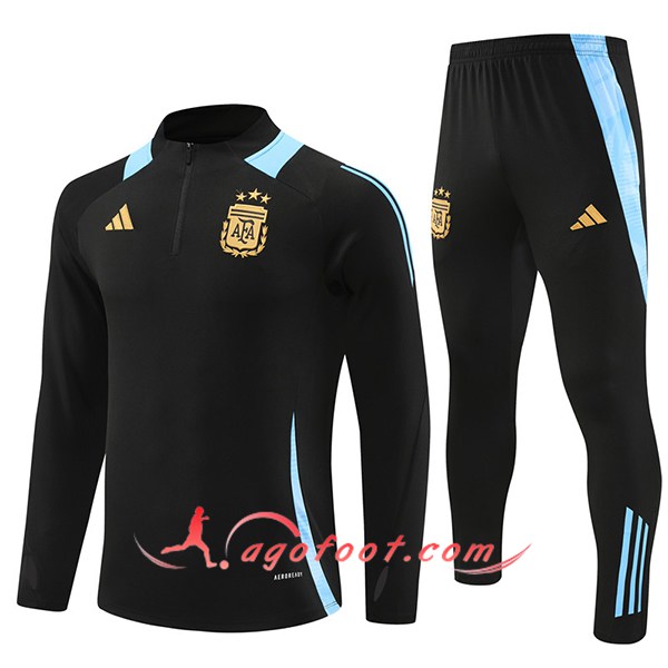 Ensemble Survetement de Foot Argentine Noir/Bleu 2024/2025 -02