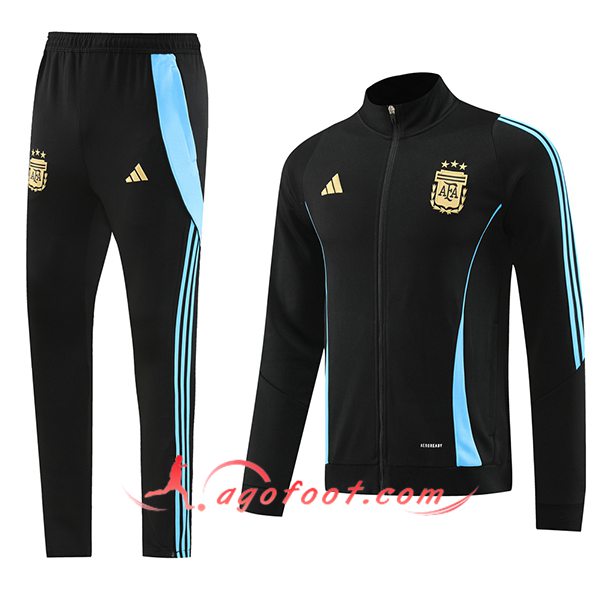 Ensemble Survetement de Foot Veste Foot Argentine Noir/Bleu 2024/2025
