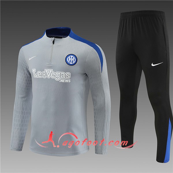 Ensemble Survetement de Foot Inter Milan Gris/Noir/Bleu 2024/2025