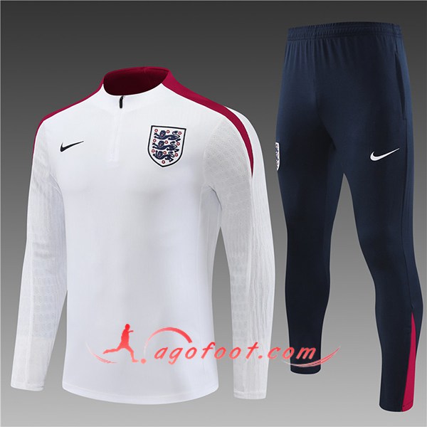 Ensemble Survetement de Foot Angleterre Blanc/Rouge/Noir 2024/2025