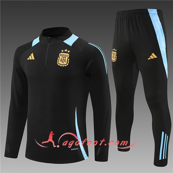 Ensemble Survetement de Foot Argentine Noir/Bleu 2024/2025