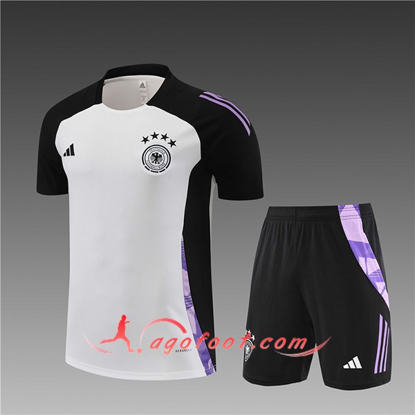 Ensemble Training T-Shirts Allemagne Enfant Blanc/Pourpre/Noir 2024/2025