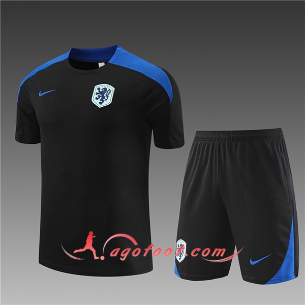 Ensemble Training T-Shirts Pays-Bas Enfant Noir/Bleu 2024/2025