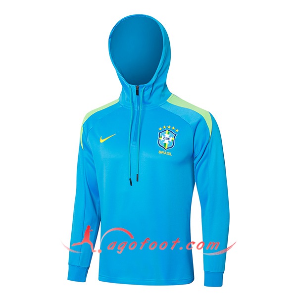 Veste A Capuche Brésil Bleu/Vert 2024/2025