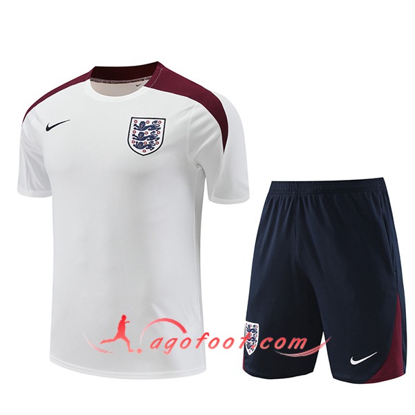 Ensemble Training T-Shirts Angleterre Blanc/Rouge 2024/2025