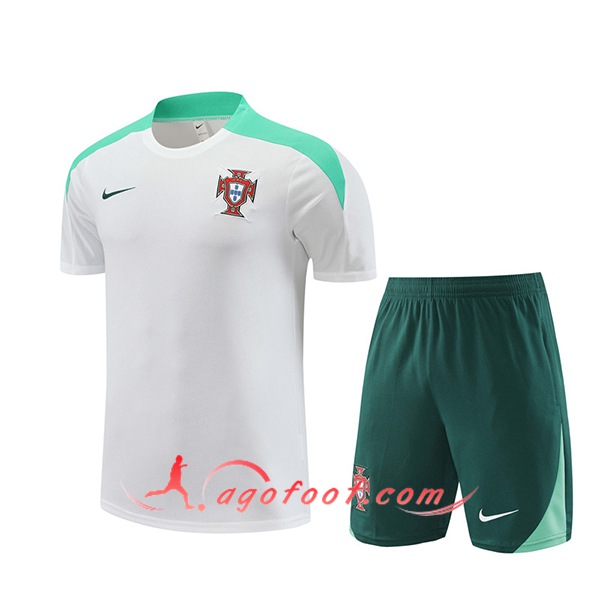 Ensemble Training T-Shirts Portugal Blanc/Vert 2024/2025