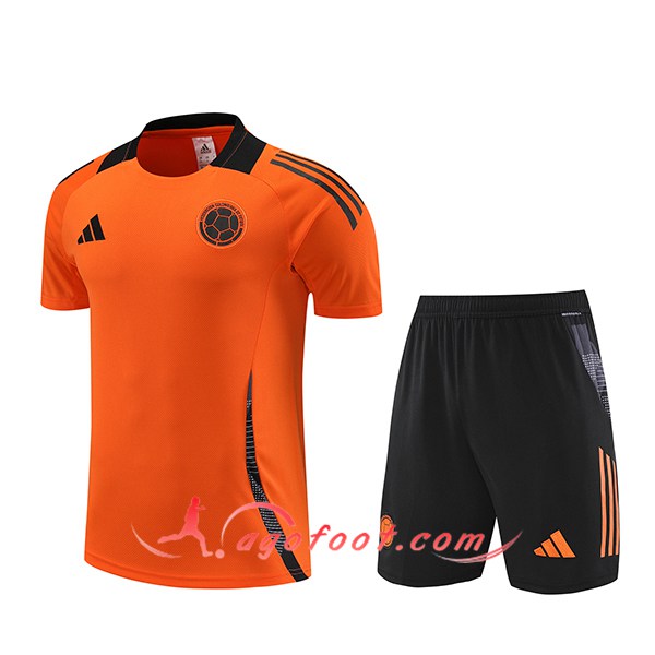 Ensemble Training T-Shirts Colombie Orange/Noir 2024/2025