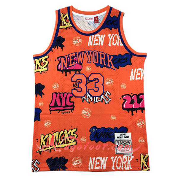 Maillot New York Knicks (EWING #33) 2024/25 Orange/Bleu/Jaune