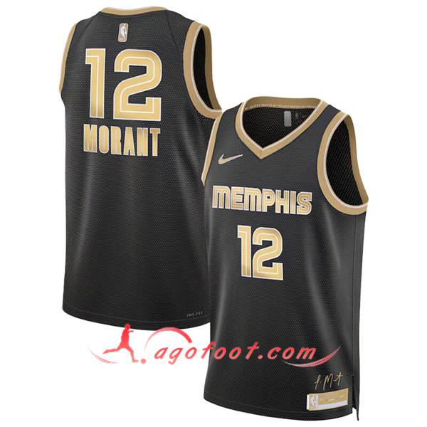 Maillot Memphis Grizzlies (MORANT #12) 2024/25 Noir/Jaune