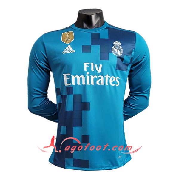 Maillot de Foot Real Madrid Retro Exterieur 2 Manches Longues 2017/2018