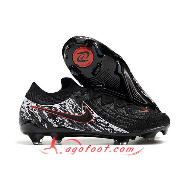 Nike Chaussures de Foot Phantom Luna Elite NU FG Noir/Blanc/Rouge -02