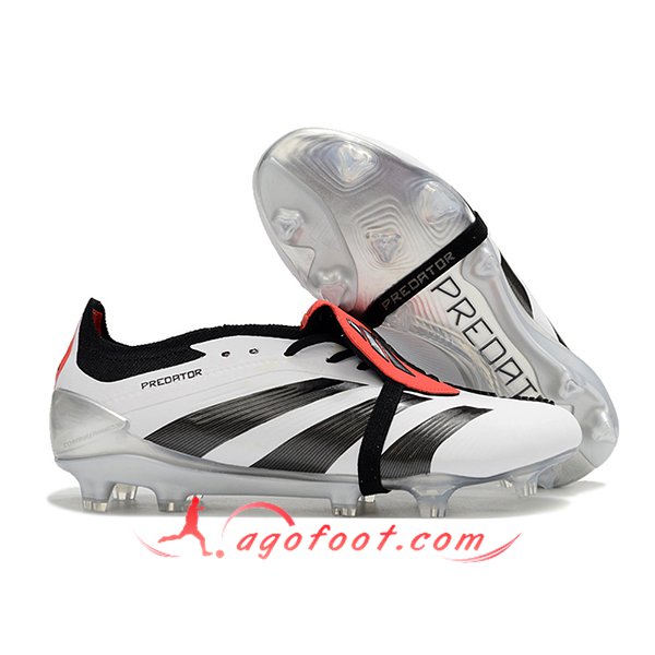 Adidas Chaussures de Foot Predator Elite Tongue FG Blanc/Noir/Orange