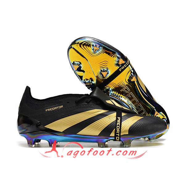 Adidas Chaussures de Foot Predator Elite Tongue FG Noir/Jaune