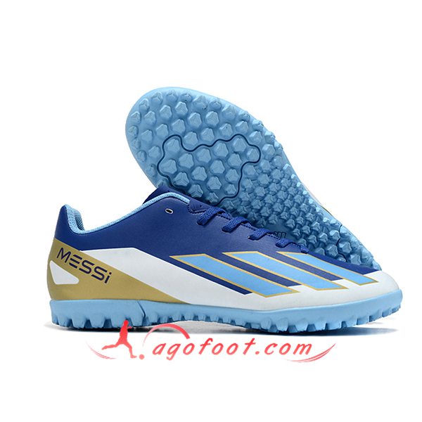 Adidas Chaussures de Foot X GHOSTED.4 TF Bleu/Blanc/Jaune