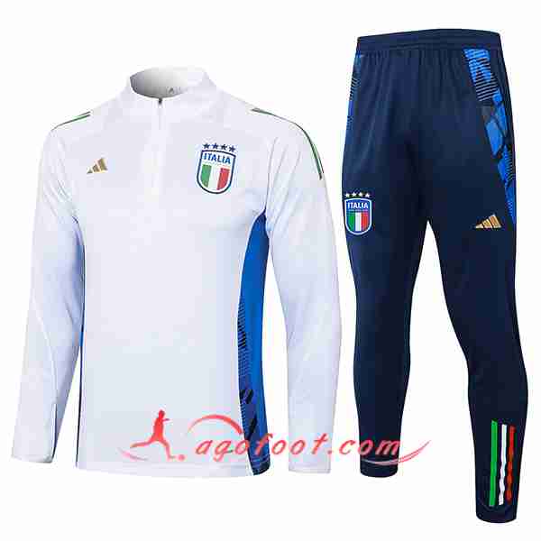 Ensemble Survetement de Foot Italie Blanc/Bleu 2024/2025 -03