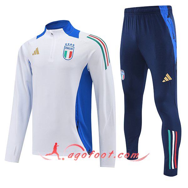 Ensemble Survetement de Foot Italie Blanc/Bleu 2024/2025 -04