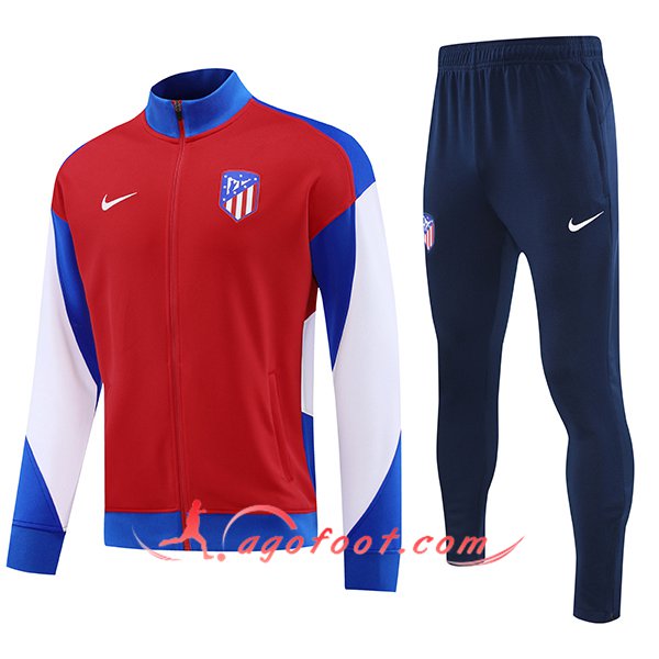 Ensemble Survetement de Foot Veste Foot Atletico Madrid Rouge/Bleu/Blanc 2024/2025