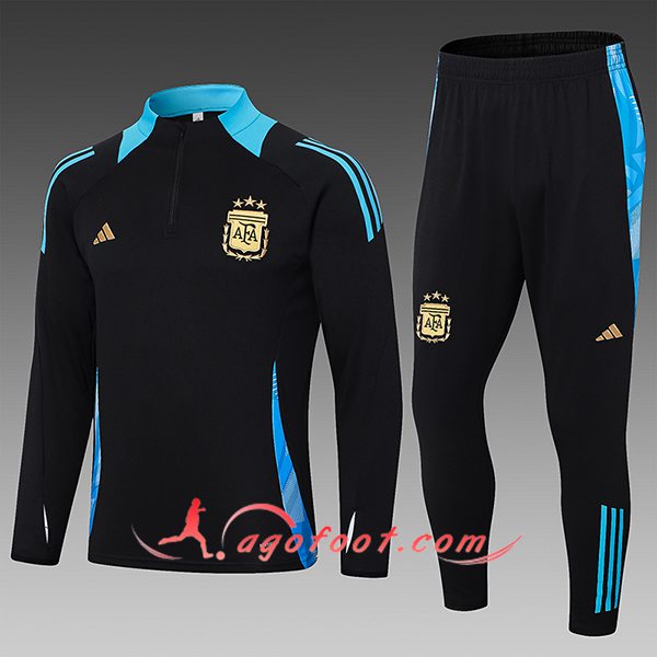 Ensemble Survetement de Foot Argentine Enfant Noir/Bleu 2024/2025