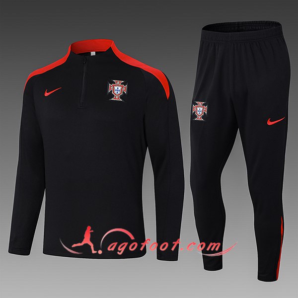 Ensemble Survetement de Foot Portugal Enfant Noir/Rouge 2024/2025