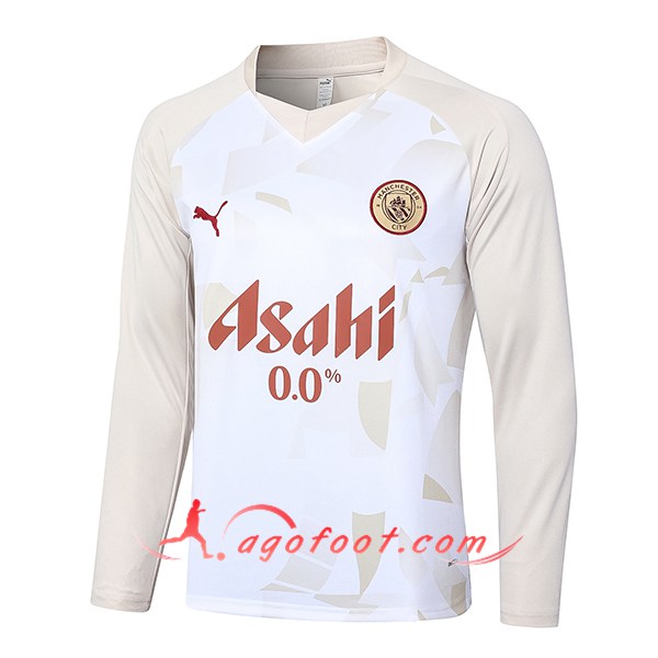 Sweatshirt Training Manchester City Blanc/Jaune 2024/2025