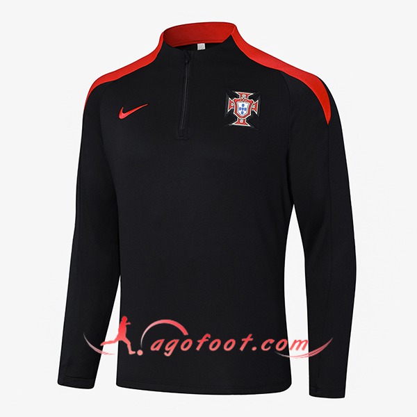 Sweatshirt Training Portugal Noir/Rouge 2024/2025