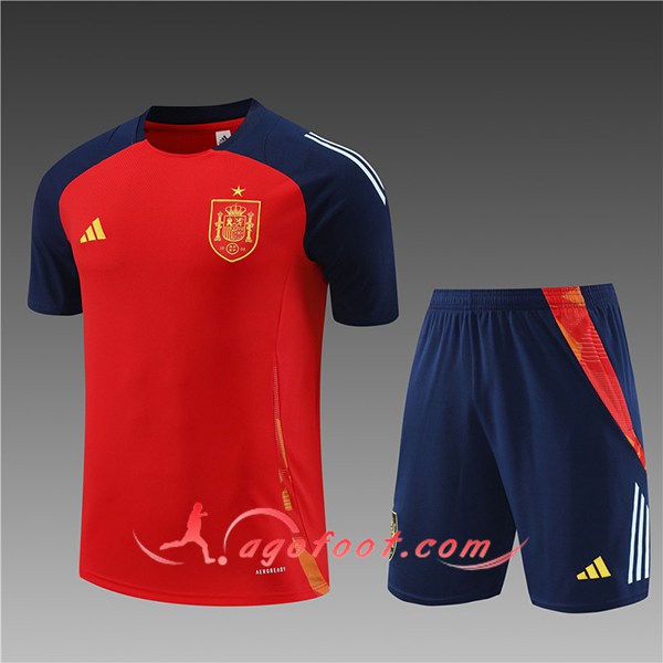 Ensemble Training T-Shirts Espagne Enfant Rouge/Bleu 2024/2025