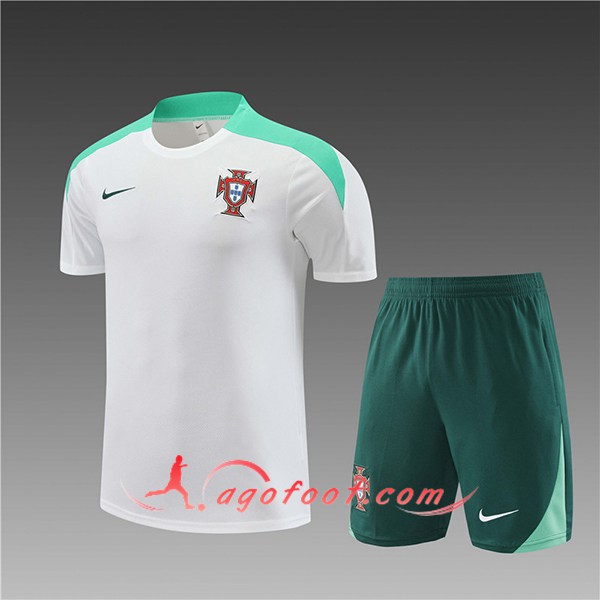 Ensemble Training T-Shirts Portugal Enfant Blanc/Vert 2024/2025