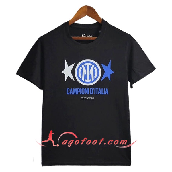 Maillot de Foot Inter Milan T-Shirt Champion 2 Noir 2023/2024