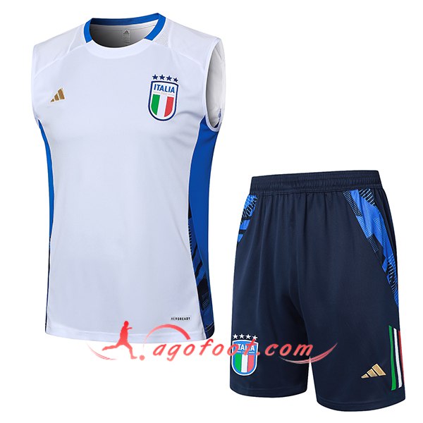 Ensemble Training Debardeur Italie Blanc/Bleu 2024/2025