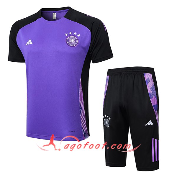 Ensemble Training T-Shirts Allemagne Pourpre/Noir 2024/2025 -02
