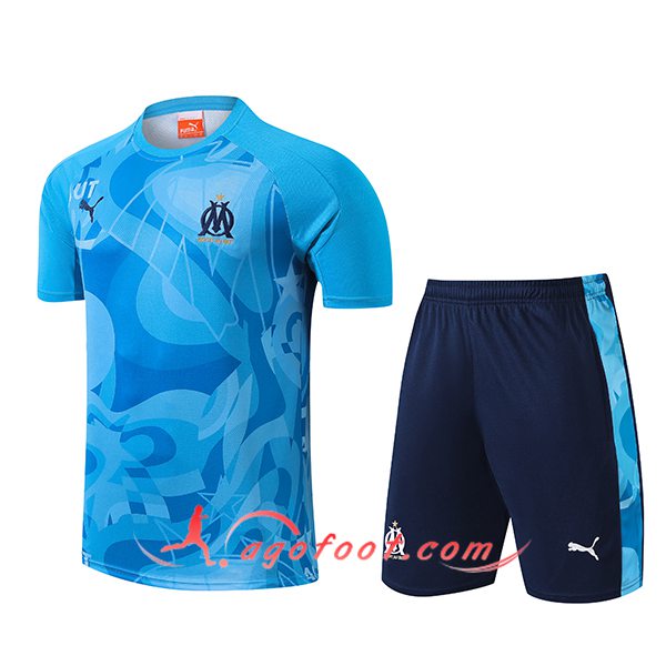 Ensemble Training T-Shirts Marseille Bleu 2024/2025