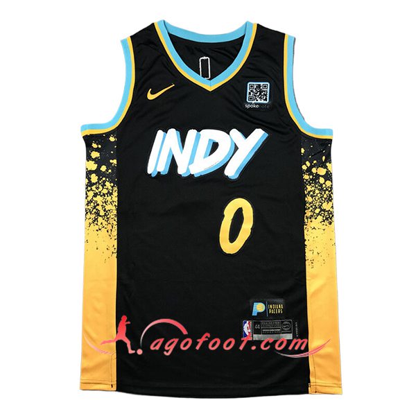 Maillot Indiana Pacers (HALIBURTON #0) 2024/25 Noir/Jaune -03