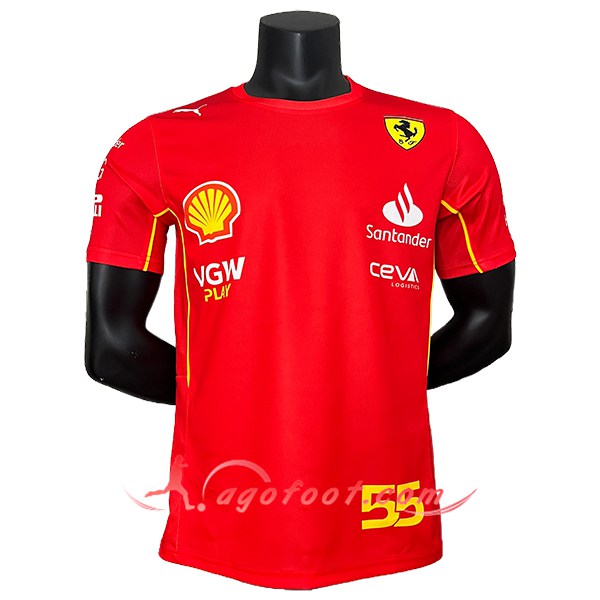 T-Shirt F1 Scuderia Ferrari Team #55 Rouge/Jaune 2024