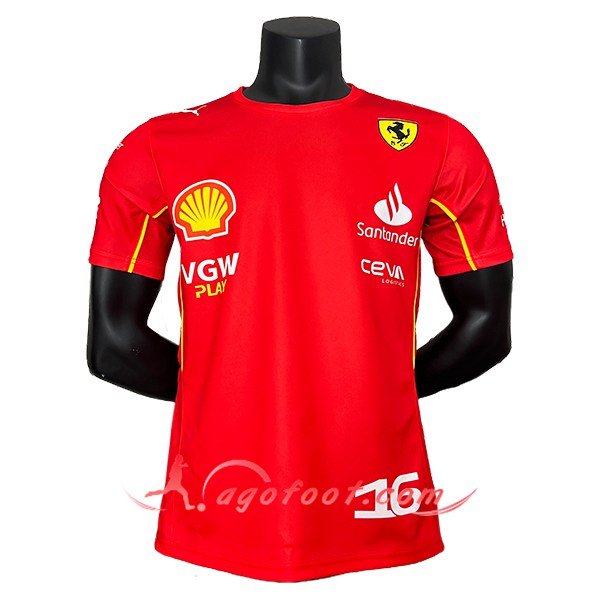 T-Shirt F1 Scuderia Ferrari Team #16 Rouge/Jaune 2024