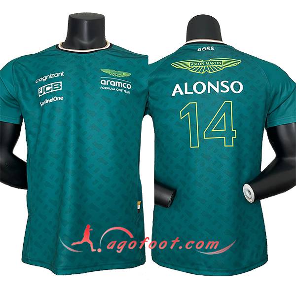 T-Shirt F1 Aston Martin Team (ALONSO #14) Vert 2024
